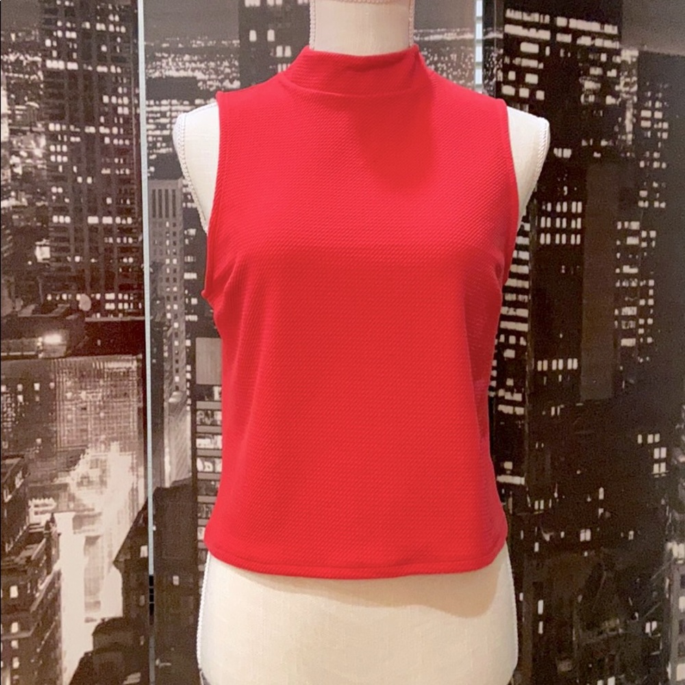 Express crop top turtle neck tank top red small